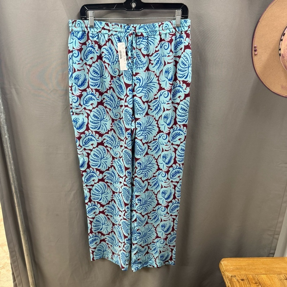 J. Crew Size 10 Blue and Burgundy Patterned Pants
